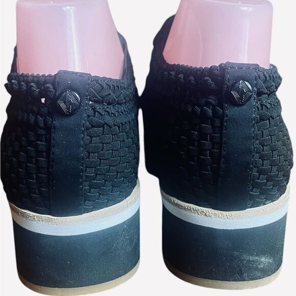 Donald Pliner Women's Sz 9 Napoli Crepe Elastic Tie Wedges Black - Picture 7 of 10